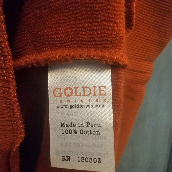 Goldie New Flutter Sleeve Cotton Sweatshirt Size Large Burnt Orange - Picture 4 of 5